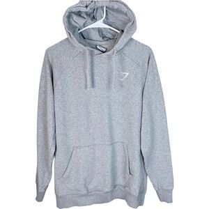Gymshark Mens Crest Hoodie Light Grey Marl A2A4G Embroidered Logo Size L